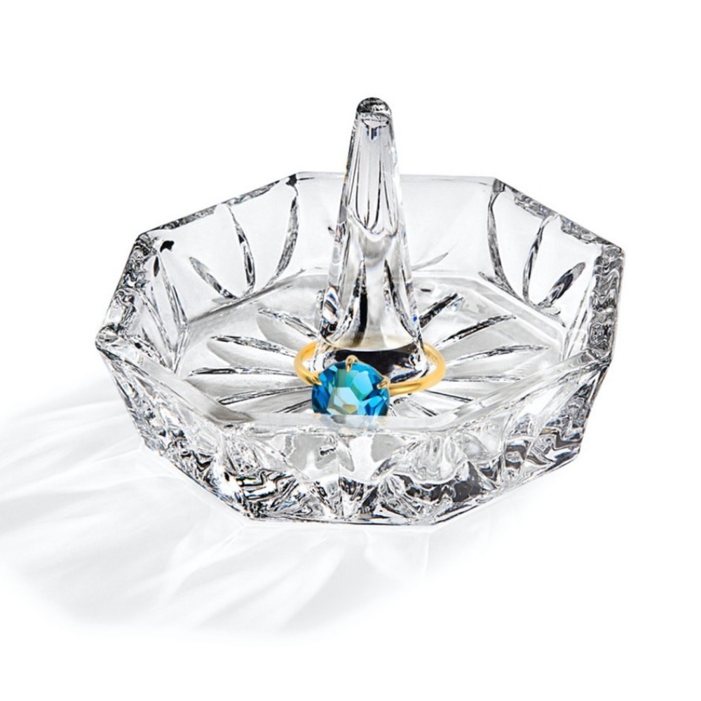 Crystal Ring Holder Brilliant Hand-Cut Pattern Octagon Studio Crystal Faceted - Picture 5 of 7